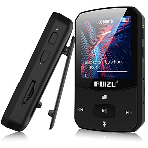 Book Cover Clip Mp3 Player with Bluetooth 4.1, 8GB Lossless Sound Music Player with FM Radio Voice Recorder Video Earphones for Running, Support up to 128GB(Black)