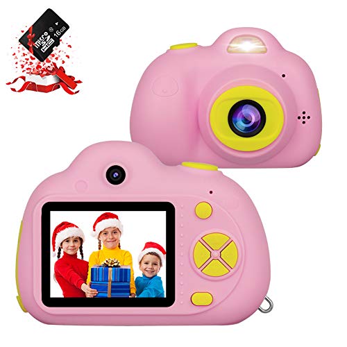 Book Cover RegeMoudal  Kids Camera, Kids Digital Video Camera, 1080P FHD Kids Shockproof Video Camcorder with 2 Inch IPS Screen and 16GB SD Card, Perfect Gift Choice for kids 3-10 Years Old Boys and Girls,Pink
