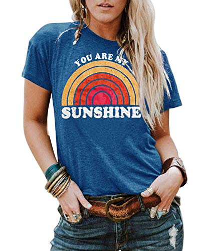 Book Cover Kaislandy Womens You are My Sunshine T Shirt Short Sleeve Printed Graphic Tees Casual Summer O Neck Tops Shirts