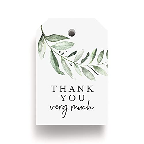 Book Cover Bliss Collections Thank You Gift Tags, Rustic Greenery, Thank You Very Much Gift Tags for Weddings, Bridal Showers, Birthdays, Parties, Baby Showers, Wedding Favors or Special Events, 2