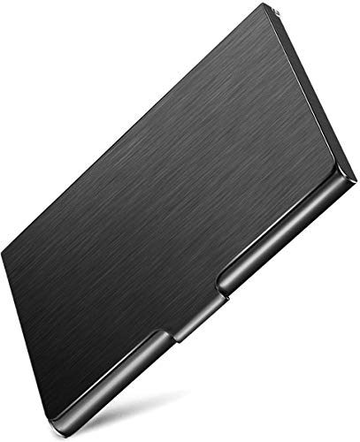 Book Cover MaxGear Business Card Holder for Men & Women, RFID Pocket Business Card Case, Slim Business Card Wallet, Business Card Holders, Credit Card Holder, 3.7 x 2.3 x 0.3 inches, Stainless Steel, Black