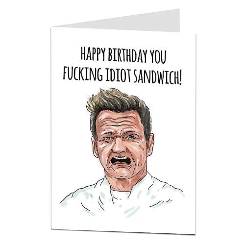 Book Cover Funny Happy Birthday Card For Men & Women Offensive Rude Idiot Sandwich Joke Blank Inside For Personal Greeting