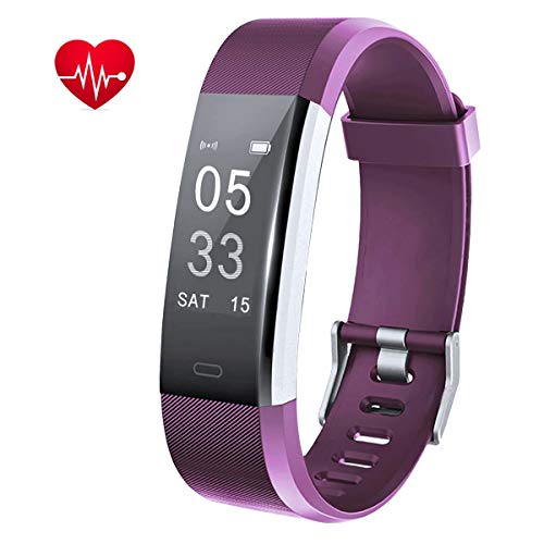 Book Cover Lintelek Fitness Tracker, Activity Tracker with Heart Rate Monitor, Waterproof Smart Fitness Watch with Sleep Monitor, Step Counter, Calorie Counter, Pedometer Watch for Kids, Women and Men (Purple)