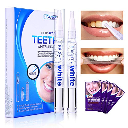 Book Cover UCANBE Teeth Whitening Pen Kit - Teeth Whitening Gel Pen(2 Pack) and Teeth Whitestrips(5 Pack) - 35% Safe Carbamide Peroxide,Easy to Use,7 Days Effective, Friendly for Sensitive Teeth
