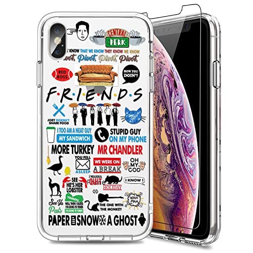 Book Cover ZADORN iPhone X Case with Screen Protector,iPhone Xs Case,Cute Cartoon for Kids Girls Women Slim Fit Soft Silicone Rubber TPU Plastic Cover with Clear Bumper Protection Phone Case for iPhone X/XS