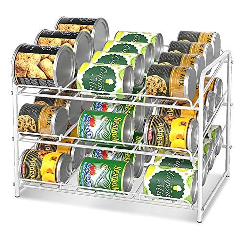 Book Cover Simple Trending Can Rack Organizer, Stackable Can Storage Dispenser Holds up to 36 Cans for Kitchen Cabinet or Pantry, White