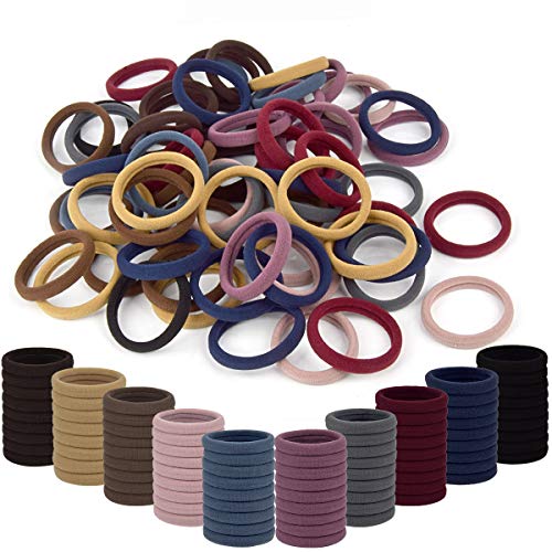 Book Cover Thick Hair Ties Ponytail Holders-OakMethod No Tangle Hair Bands-Stretch Cotton Hair Ties Bands for Women(100 pcs)