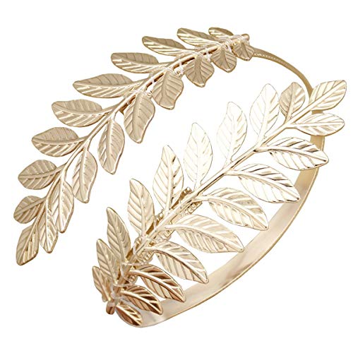 Book Cover RIVERTREE Greek Goddess Gold Leaf Branch Upper Arm Cuff Costume Open Arm Bracelet Armlet Armband Bangle