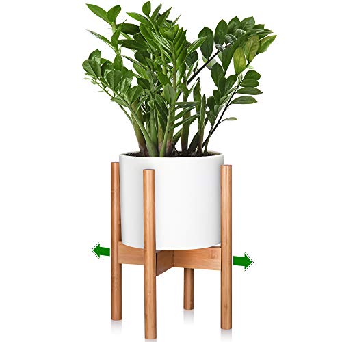 Book Cover Mid-Century Modern Indoor Plant Stand (1 in Pack, Pot NOT Included) - 8 9 10 11 12 in Plant Stand - Wooden Plant Holder - Fig Plant Stand Holder - Adjustable Indoor Plant Pot 8in 12in Wood Stand