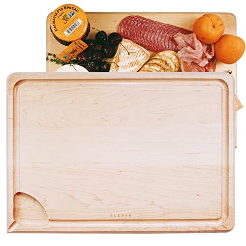 Book Cover Cutting Board - American Maple Wood, Deep Groove with Well and Straining Corner