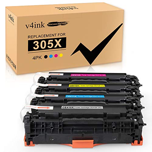 Book Cover v4ink Remanufactured Toners_Cartridges_Printer Replacement for HP 305X CE410X 305A CE410A CE411A CE412A High Yield for HP Color Laser Pro 300 M351 M375nw Pro 400 M451nw M451dn M451dw M475dw M475dn