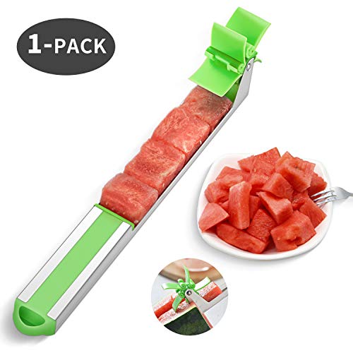 Book Cover Myfolrena Watermelon Windmill Cutter Portable Melon Slicer Fruit Cutter Stainless Steel,Perfect Kitchen Tool for Cutting Fruit Cubes(1-Pack)