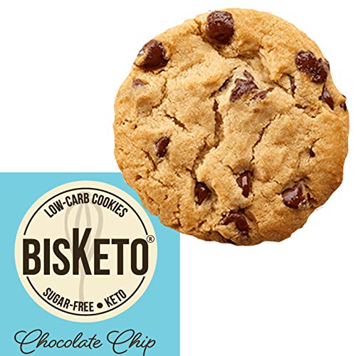 Book Cover Low Carb Cookies BisKeto - Keto Snacks, Low Net Carbs, Sugar & Gluten Free, Ketogenic Diet Friendly & Healthy Snack Food - Box with 12 (Chocolate Chip)