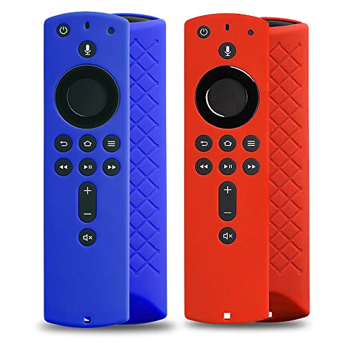 Book Cover 2 Pack Remote Covers for Fire TV Stick, Remote Case Compatible with Amazon Fire Stick Alexa Remote, Firetv4k TV Stick Remote - Silicone Firestick Remote Case, Firestick Cover (Blue and Red)