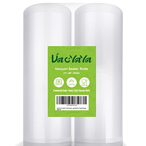 Book Cover VacYaYa 2 Pack 11x50 (Total 100 feet) Vacuum Sealer Bags Rolls with BPA Free and Heavy Duty,Commercial Grade Vaccume Seal Bags Rolls Work with Any Types Vacuum Sealer