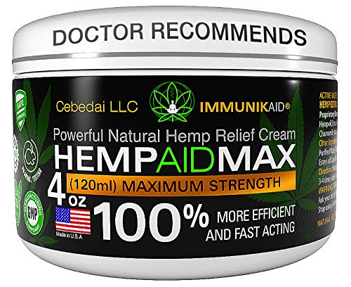 Book Cover Instant Hemp Cream - Made in USA - Muscle, Foot, Shoulder, Neck, Joints and Back - Natural Hemp Oil Extract Moisturizing Gel, Lotion, Balm