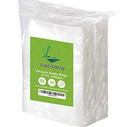 Book Cover Premium!200 Quart 8 x 12 Inch Vacuum Sealer Storage Bags Size for Food Saver,Vac Seal a Meal Bags BPA Free, Heavy Duty Commercial Grade Freezer & Sous Vide Vaccume Safe PreCut Bag