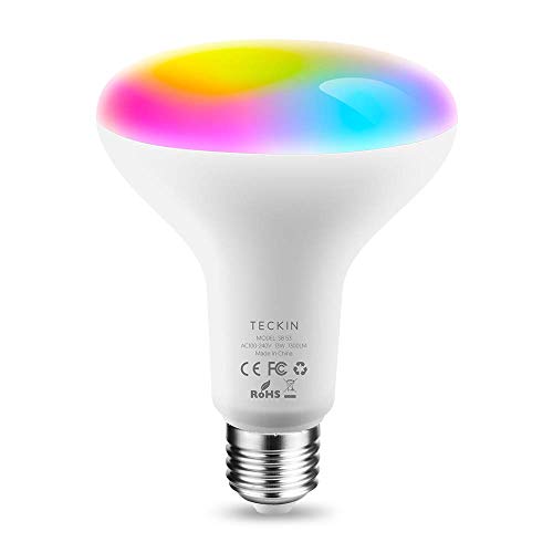 Book Cover TECKIN Smart Light Bulb,LED RGB Color Changing,E27 100W Equivalent Compatible with Alexa and Google Home,IFTTT,BR30 WiFi Light Blubs(13W),1 Pack