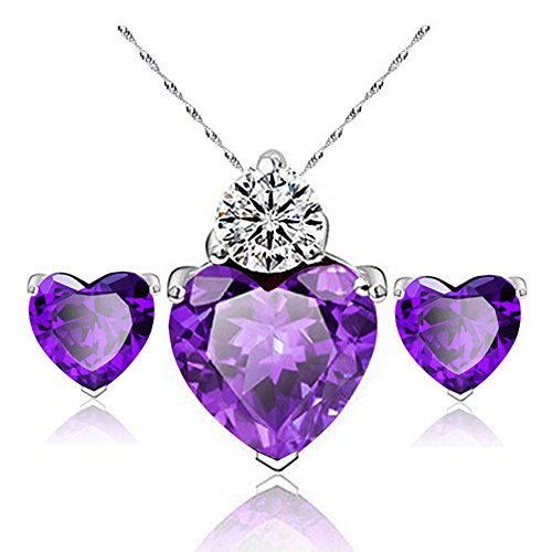 Book Cover Potelin Premium Quality Wome's Elegant Necklace Earrings Lady Jewellery Crystal Pendant for Girls Decoration Purple