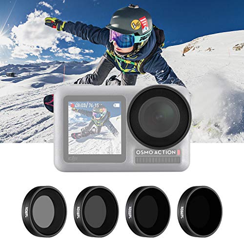 Book Cover Neewer 4-Pack Filter Set Compatible with DJI Osmo Action, Includes ND8/PL, ND16/PL, ND32/PL, ND64/PL Filter, Direct Thread in Installation, Waterproof and Oil-Proof for Outdoor Sports (Black)
