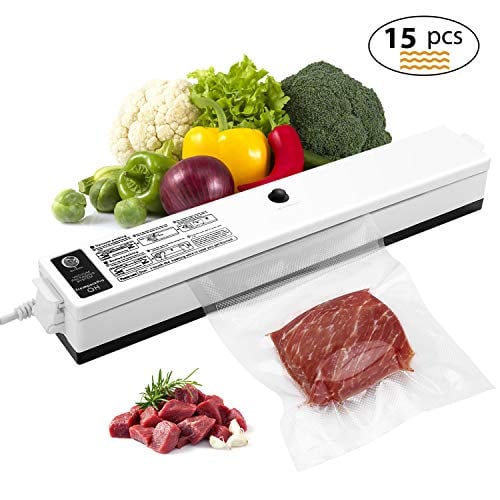 Book Cover Vacuum Sealer, Etrigger Automatic Vacuum Sealing Machine for Both Dried and Wet Fresh Food, Suitable for Camping and Home Use with 15pcs Vacuum Sealer Bags(20 × 25cm)
