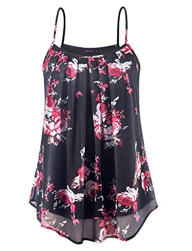 Book Cover Anmery Plus Size Sleeveless Sexy Summer Flowy Tank Tops Camisole for Women Red S