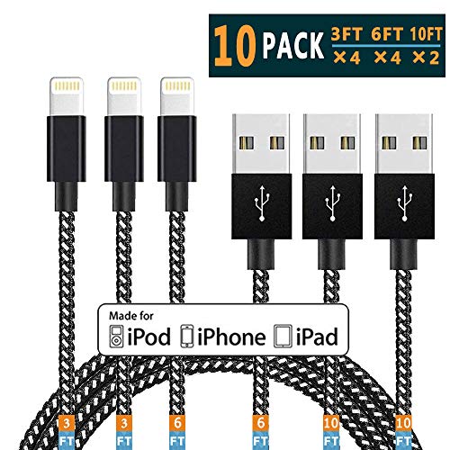 Book Cover JR TECHNIK Lightning Cable, MFi Certified iPhone Charger Cable Nylon Braided USB Charging & Syncing Cable Compatible with iPhone XS MAX XR X 8 8 Plus 7 7 Plus 6s 6s Plus 6 6 Plus and More