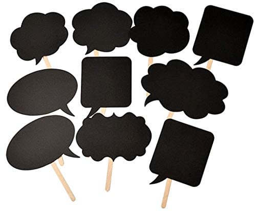 Book Cover Photo Booth Props Kit,Writable Black Paper Card Board Photographing Props for Wedding Birthday Prom Party Favor(10pcs with Different Shapes)