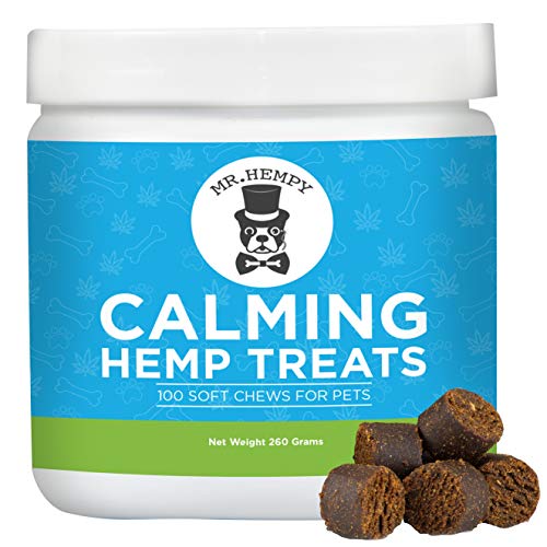 Book Cover Calming Treats for Dogs - with Hemp Oil, Melatonin, Thiamine & Camomile - Great Anxiety & Stress Relief, Calming Aid and Composure Support | 100 Tasty Chews - Made in USA
