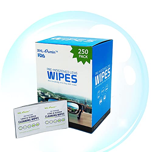 Book Cover Lens Cleaning Wipes 250 Individually Wrapped Pre-Moistened Screen Cleaner, Safely Streak-Free Clean Glasses for Eyeglasses, Tablets, Camera, Phone