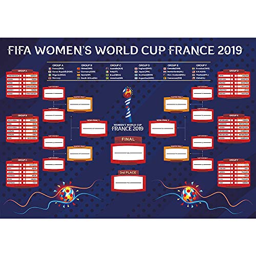 Book Cover LittleLoverly 2019 France Women's World Cup Wall Chart Poster 16 x 24 inches World Soccer Matches/Football Tournament Schedule/Soccer Calendar Bar/Party Decorations