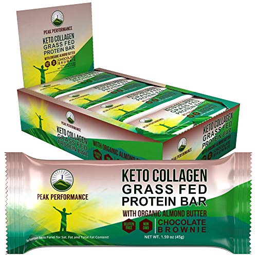 Book Cover Keto Bars - Grass Fed Collagen + Bone Broth Keto Protein Bars with Organic Almond Butter. 12 Pack Keto Protein Bar Snacks No Added Sugar. 4 Flavors Keto + Paleo Perfect Snack Bar. Chocolate Brownie