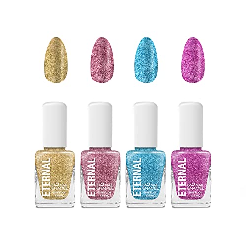 Book Cover Eternal Nail Polish Set 4 Piece Kit: Long Lasting, Quick Dry and Cruelty Free. Made in USA - 0.46 Fluid Ounces Each (All that Glitter)