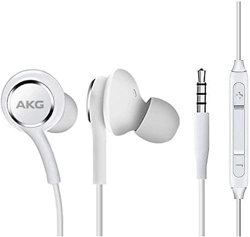 Book Cover OEM Amazing 2019 Stereo Headphones for Samsung Galaxy S10 S10e S10 Plus Braided Cable - Designed by AKG - with Microphone (White)