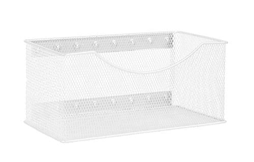 Book Cover YBM HOME Mesh Magnetic Storage Basket Organizer with Extra Strong Magnets Holds Your Whiteboard and Locker Accessories, Perfect as Marker and Pencil Holder for Office, (1, Large) White