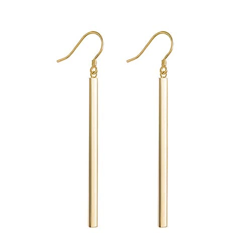 Book Cover Gold Vertical Bar Dangle Earrings for Women Girls Simple Drop Earrings Hypoallergenic