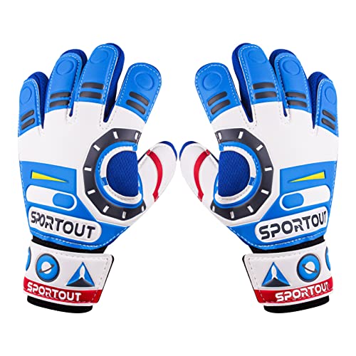 Book Cover Sportout Kids Goalkeeper Gloves, Soccer Gloves with Double Wrist Protection and Non-Slip Wear Resistant Latex Material to Give Protection to Prevent Injuries