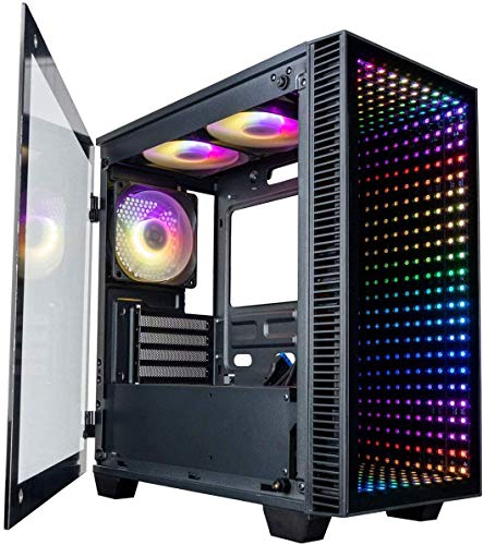 Book Cover CUK Micro Continuum mATX Gaming Desktop Case with Tempered Glass Door (6 Addressable RGB Lotus Fans Pre-Installed, Remote Controller, Motherboard Sync)