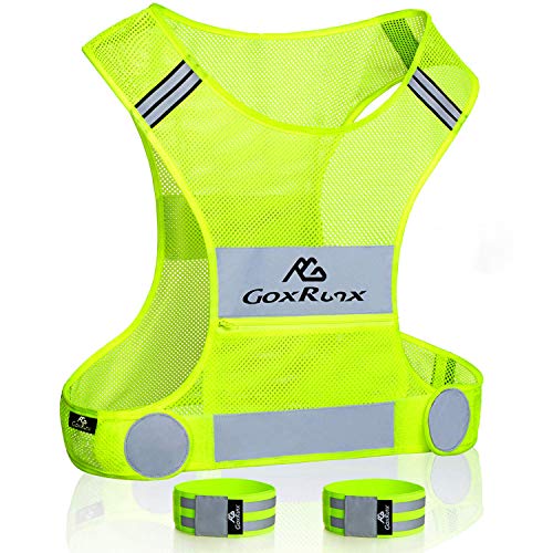 Book Cover Reflective Vest Running Gear, Lightweight Motorcycle Cycling Reflective Vests with Large Pocket & Adjustable Waist for Women Men Running Safety Vest with Reflective Bands (Green, Large)