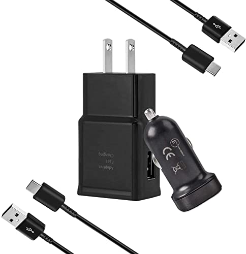 Book Cover Samsung Adaptive Fast Charger Kit for Samsung Galaxy S10/ S10e/ S9/S8/S8 Plus/Note 8/9,LaoFas USB 2.0 Recharger Kit (Wall Charger + Car Charger + 2 x Type C USB Cables) Quick Charger-Black