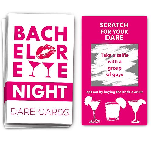 Book Cover 40 Bachelorette Party Drinking Game Dare Card - Bachelorette Scratch Off Cards - Perfect for Girls Night Out Activity,Bridal Showers, Bridal Parties,Girl Party - Bachelorette Night Dare Card - 40 sheets