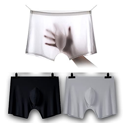 Book Cover Digital baby Men's Traceless Underwear Ice Silk Boxer Brief Sexy See-Through Transparent Briefs