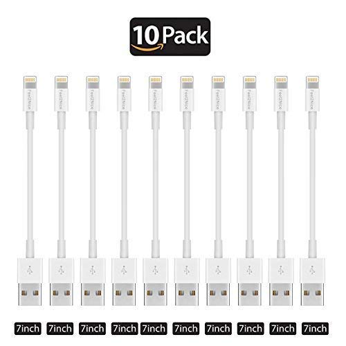 Book Cover Short Lighting Cable,FEEL2NICE 10 Pack 7-Inch iPhone Cord Data Sync USB Portable Fast Charger for iPhone X XS Max XR / 8/8 Plus / 7/7 Plus / 6/6 Plus / 5S / iPad/iPod, White