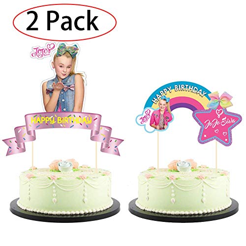 Book Cover 2 Pack Jojo Bow Cake Topper,Jojo Cupcake toppers Birthday Party Decoration for Kids