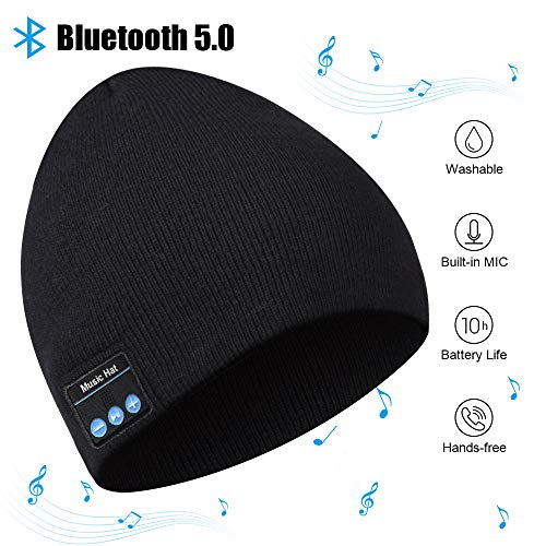 Book Cover Bluetooth Beanie, Bluetooth Hat, Gifts for Men Wireless Headphones Beanie with Built-in Microphone, Fit for Outdoor Sports, Skiing,Running, Skating, Walking, Men's Christmas Birthday Gifts