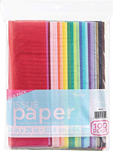 Book Cover Darice 100-Piece Premium Quality Tissue Gift Wrapping Paper Crafts, Packing and More, 20 x 26 inches (100 Sheets), Assorted Colors (3 Pack)
