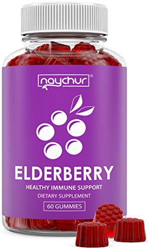 Book Cover Elderberry Gummies For Kids Adults - Immune System Booster - Zinc Vitamin C Gummies For Adults Kids - Sambucus Nigra Black Elderberry Gummy Immune Support Cold Flu Immunity Booster - Raspberry Flavor