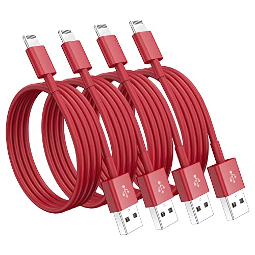 Book Cover ABCD4 Pack [Apple MFi Certified] Apple Charging Cables 6ft, iPhone Chargers Lightning Cable 6 Foot, Fast iPhone Charging Cord for iPhone 12/11/11Pro/11Max/ X/XS/XR/XS Max/8/7, ipad (03Red)4
