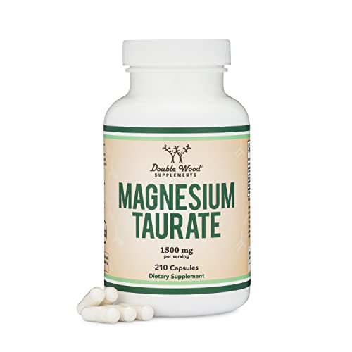 Book Cover Magnesium Taurate Supplement for Sleep, Calming, and Cardiovascular Support (1,500mg per Serving, 210 Vegan Capsules) Manufactured in USA, by Double Wood Supplements