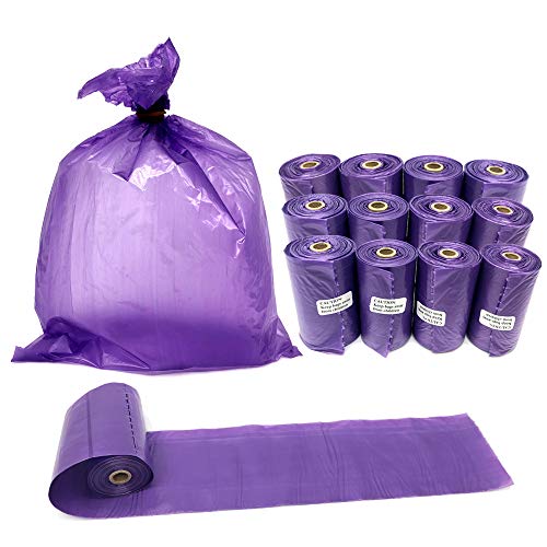 Book Cover IHISANE Dog Poop Bags, Leak-Proof Doggie Waste Baggies, Biodegradable Poop Bags for Dogs, 12 Rolls Purple Unscented Pet Waste Disposal Refill Bags